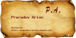 Preradov Arion névjegykártya